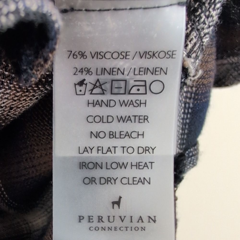 Peruvian Connection Ruffled Button Front Plaid Shirt Top Size M - Picture 5 of 8